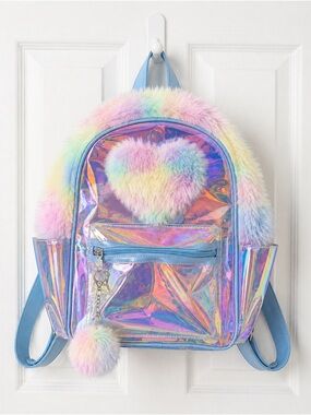 M.Fredric Holographic Pastel Faux Fur Backp